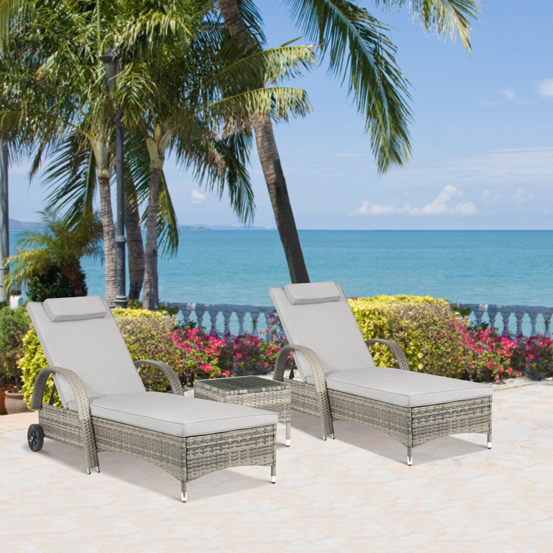 Patio Novagarden 78.75 Long Reclining Single Chaise with Cushions and Table Reviews Wayfair